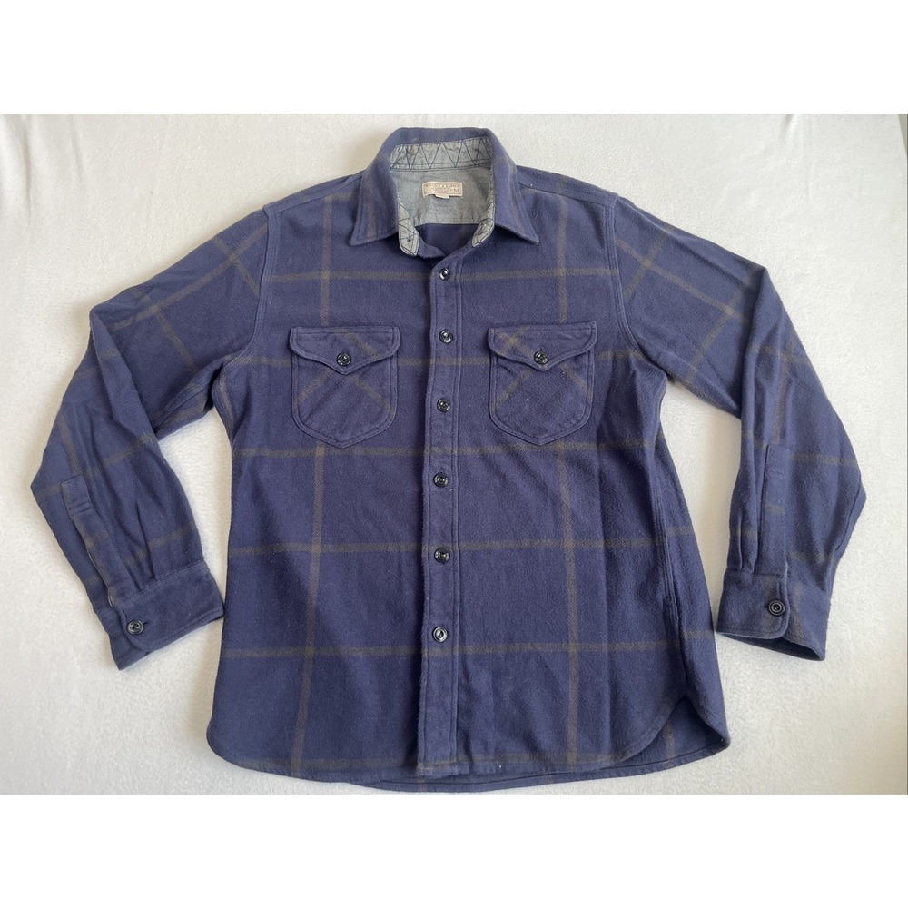Wallace & Barnes Classic Fit Windowpane Heavy Flannel Button Up Shirt K2518 M